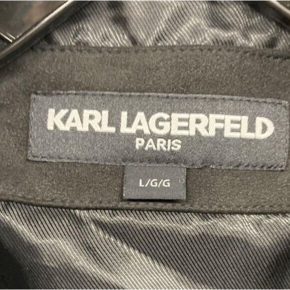 Karl Lagerfeld Paris Men's Black Quilted Jacket With Sherpa Collar L/G‎ - Picture 2 of 3